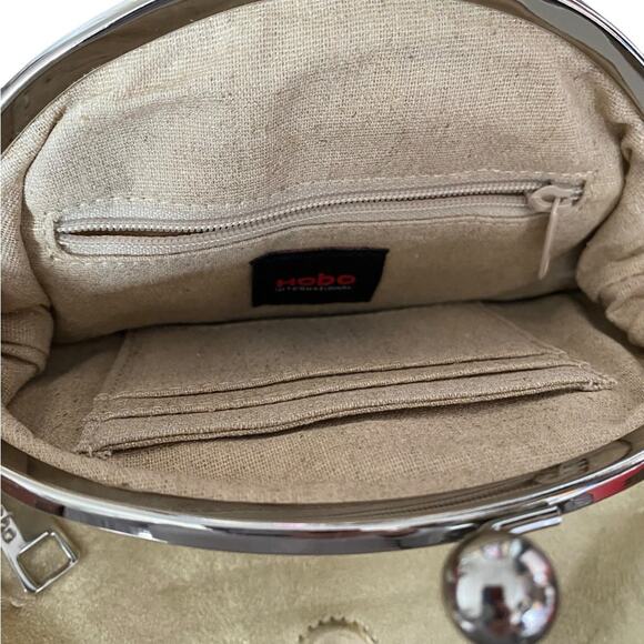 Hobo International Gold Leather Foldover Clutch Purse Handbag - Picture 5 of 10